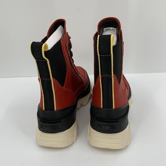 Sorel Brex lace-up boots warp red leather waterproof chunky platform new 9.5 - Picture 5 of 6